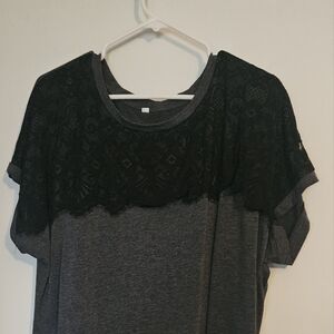 Black and Gray Lace Top